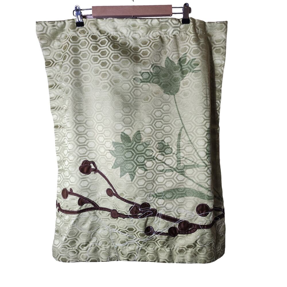 HOME TRENDS Green Brown Embroidered Floral STANDARD Pillow Shams - Set of 2